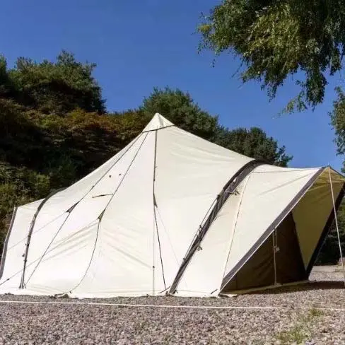 8-12 Person SUV-Connected Stormproof Cotton Canvas Pyramid Tipi Glamping Tent