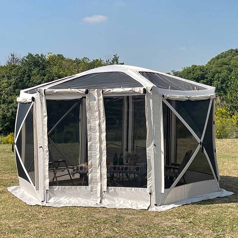 Stormproof UV-Resistant Hydraulic Instant-Setup Hexagonal Mesh Gazebo Screen House Tent