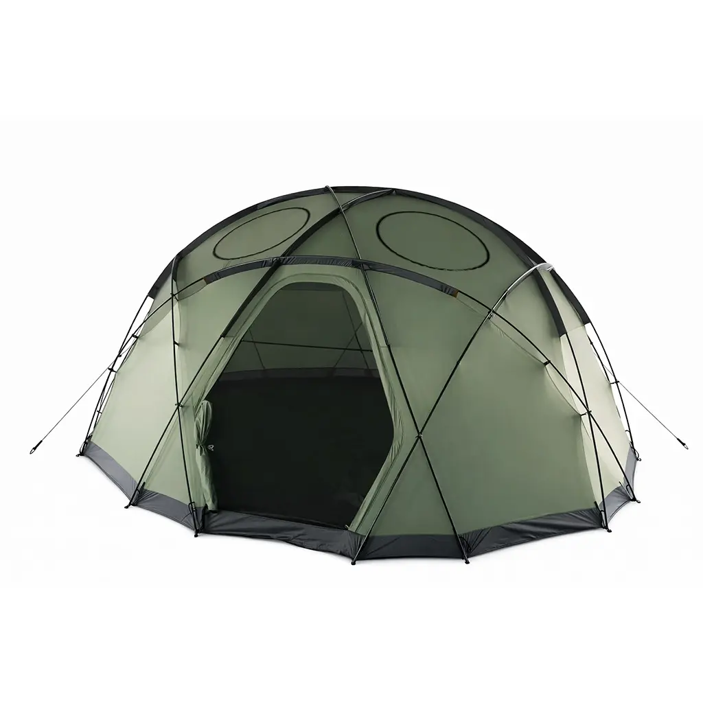 Geodesic Aluminum Frame Dome Glamping Tent with Panoramic Ventilation & All-Weather Protection