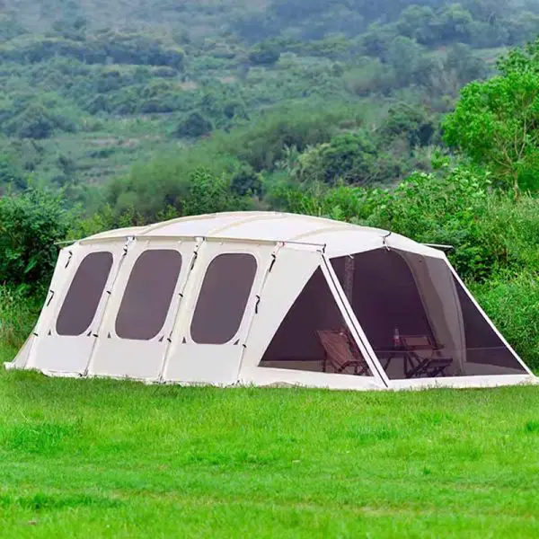 8–15 Person Stormproof Tunnel Glamping Cabin Tent with Modular Rooms & Vestibule