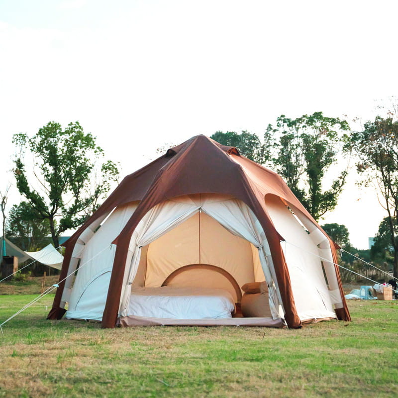 4m Inflatable Luxury Canvas Bell Tent - Waterproof Air Beam Glamping Hub