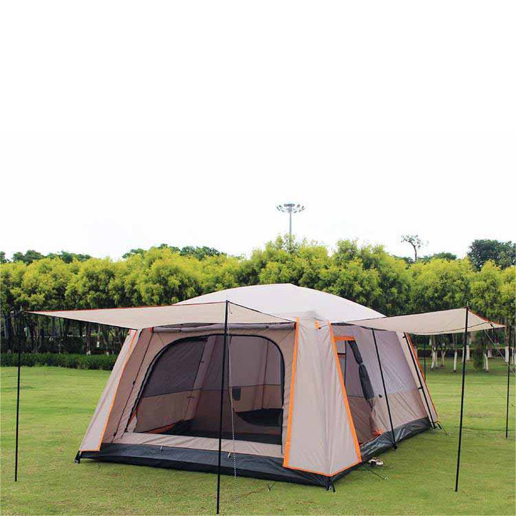 8–10 Person Windproof Multi-Room Glamping Villa Tent with Large Hall & Awnings
