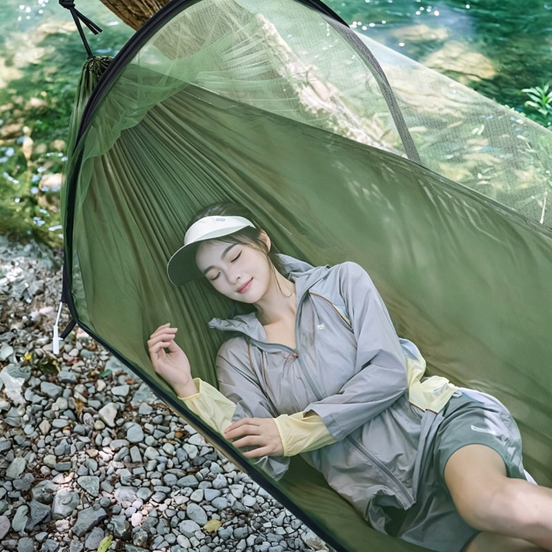 Outdoor Lightweight Camping Hammock with Mosquito Net and Tree Straps