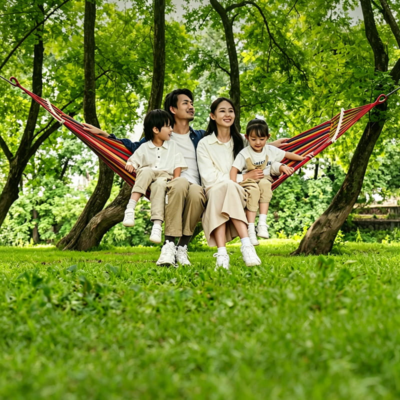 Heavy Duty Thickened Canvas Camping Hammock with Tree Straps Support